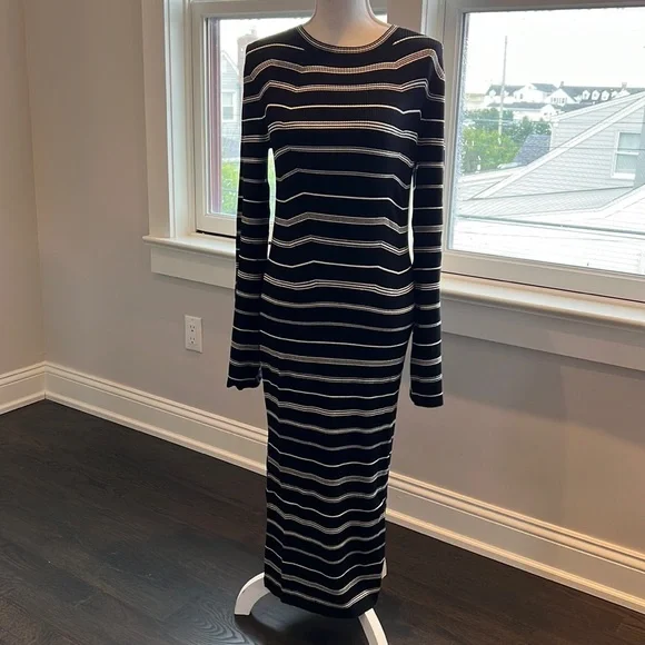 chinese dress ladies Ralph Lauren Polo Nautic Striped Waffle Knit Midi Dress Size S Small l –  Afashionistastore main image 0